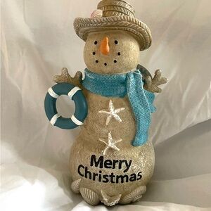 Festive Snowman Holiday Decor with Blue Scarf
